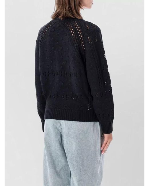 Isabel Marant Blue Luce Openwork Knit Raglan Sweater