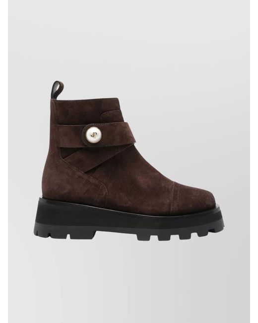 Jimmy Choo Brown Suede Faux Pearl-Embellished Ankle Boots