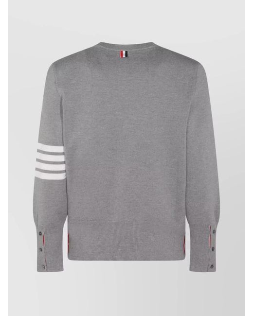 Thom Browne Gray Crewneck Sweater Stripe Detail for men
