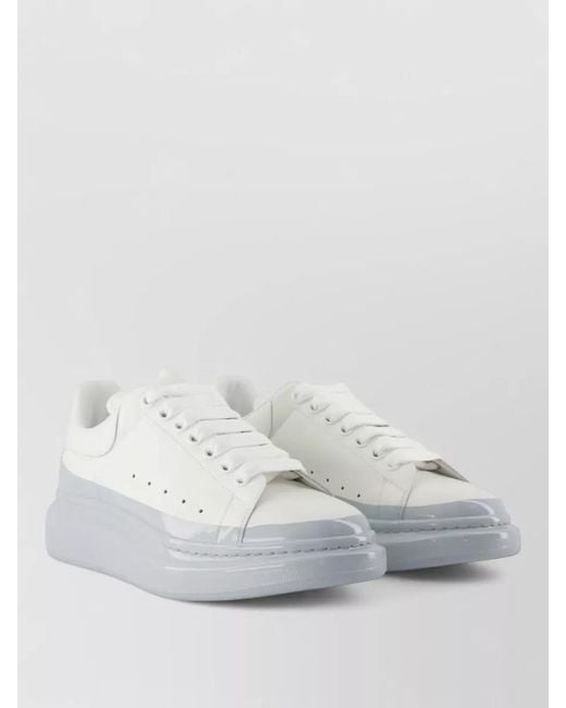 McQueen White Oversized Leather Sneakers Low Top Design for men