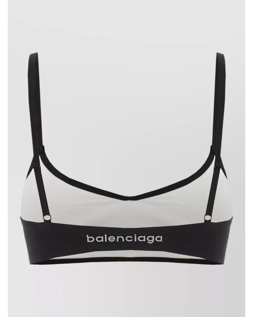 Balenciaga Black Stretch Nylon Crop Top Adjustable Straps