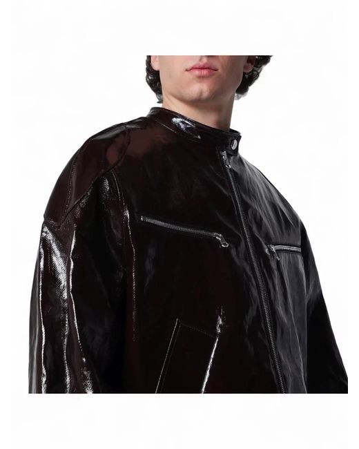Séfr Black Long Sleeve Jacket Snap Collar Pockets Zips for men