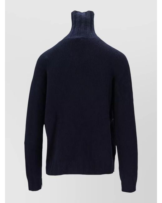 LA ROSE Blue High Neck Knit Top Long Sleeves