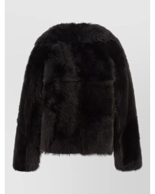 Blancha Black Toscana Faux Fur Cropped Coat
