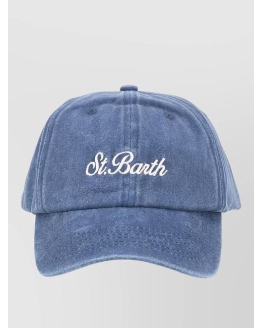 Mc2 Saint Barth Blue Baseball Hat Logo Detail Curved Brim for men