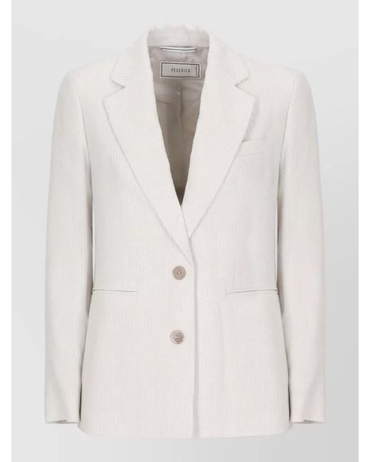 Peserico Natural Tailored Jacket Metallic Detailing Peak Lapel