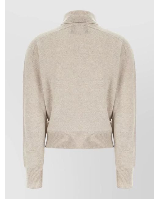 Vanisé White Cashmere Sweater Cropped High Neck Long Sleeves