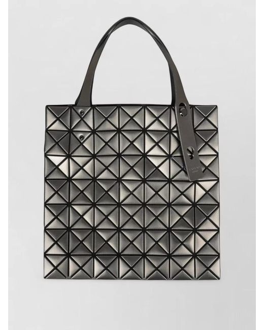Issey Miyake Gray Tote Bag Geometric Pattern Top Handles