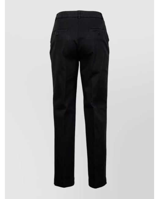 Via Masini 80 Black Slim Trousers Belt Loops Pockets Design