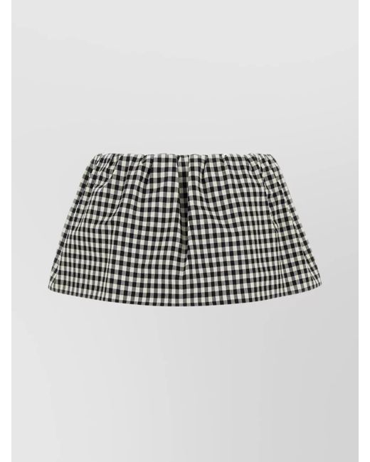 Miu Miu Metallic Cotton Checked Mini Skirt