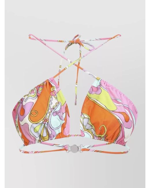 Emilio Pucci Gray Signature Print Triangle Bikini Top