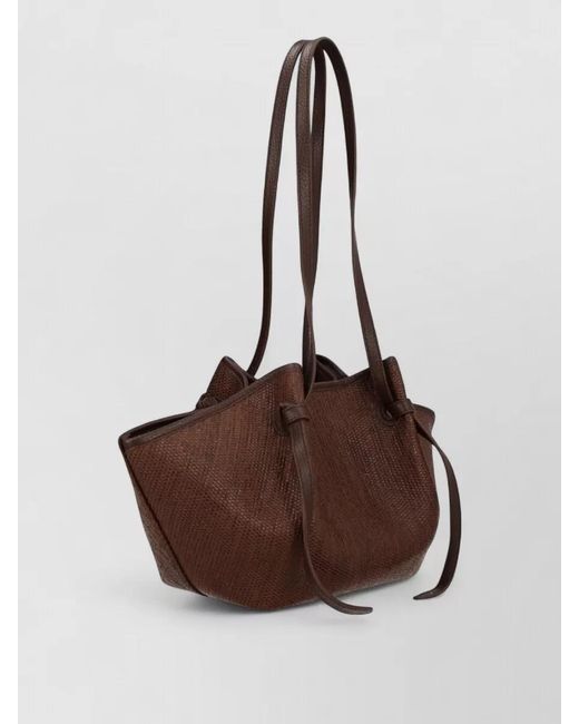 Yuzefi Brown Bucket Bag Long Handles Structured Shape