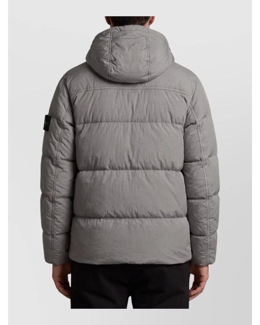 Stone Island Gray Crinkle Reps Down Jacket for men