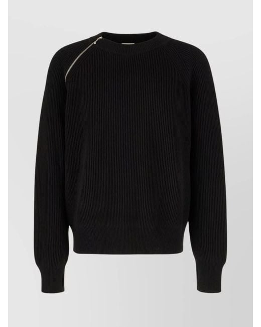 Burberry Black Wool Sweater Zipper Asymmetric for men
