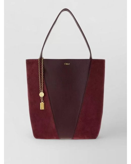 Chloé Red Spin Leather Tote Bag