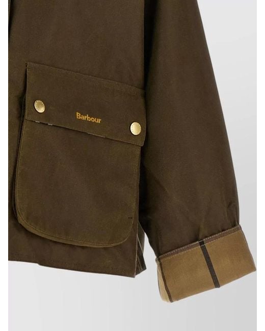 Barbour Green Modern Spey Jacket Corduroy Collar Pockets