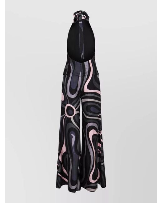 Emilio Pucci White Silk Twill Halter Suit Wide Leg