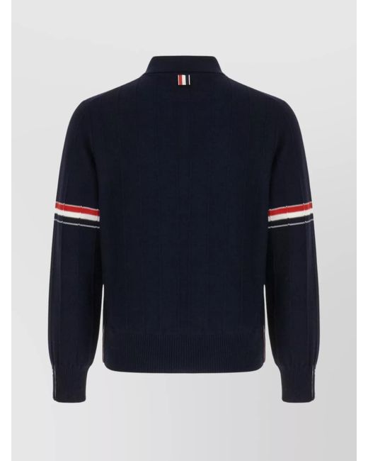 Thom Browne Blue Wool Polo Shirt for men