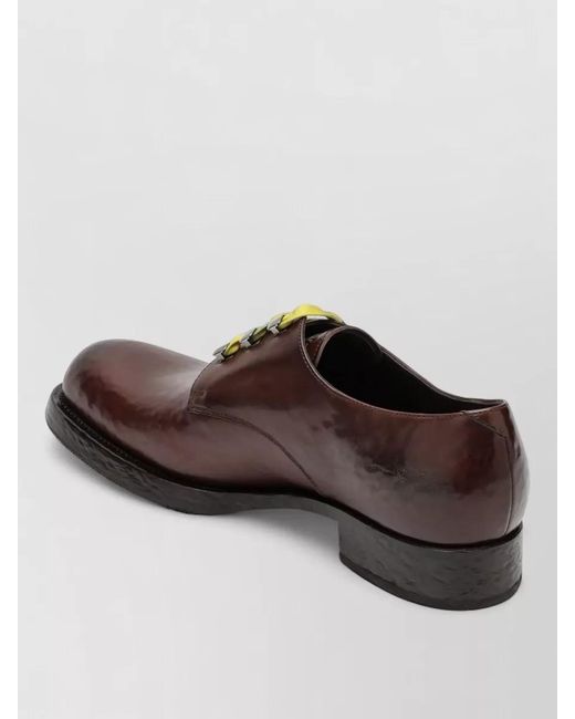 Prada Brown Leather Derby Shoes Round Toe Design for men