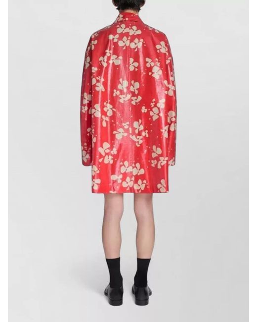 Dries Van Noten Red Robin Long Sleeve Floral Print Coat for men