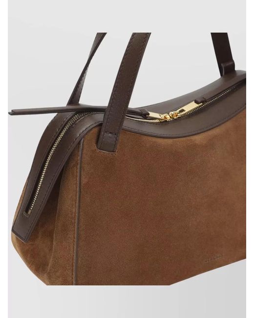 Jil Sander Brown Small Suede Leather Shoulder Bag