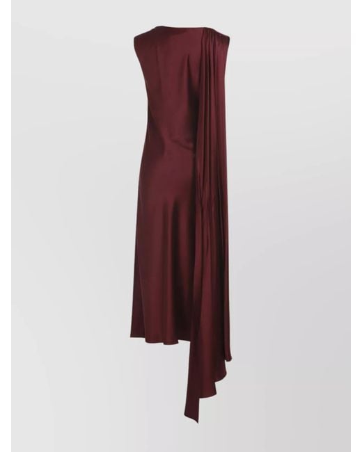 Max Mara Purple Silk Asymmetric Sleeveless Draped Midi Dress