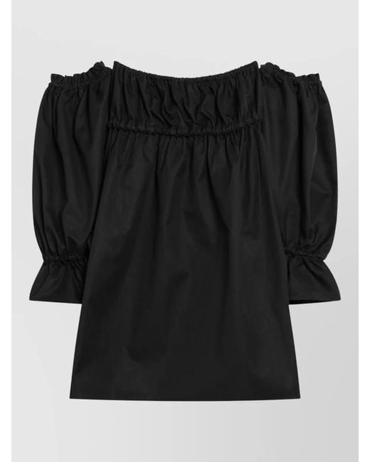 Saint Laurent Black Off Shoulder Mini Dress Elastic Neckline