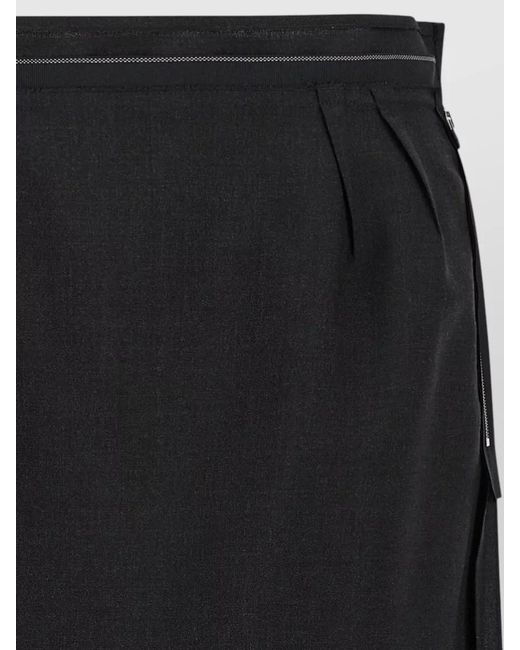 Maison Margiela Black High Waist Knee Length Pleated Skirt