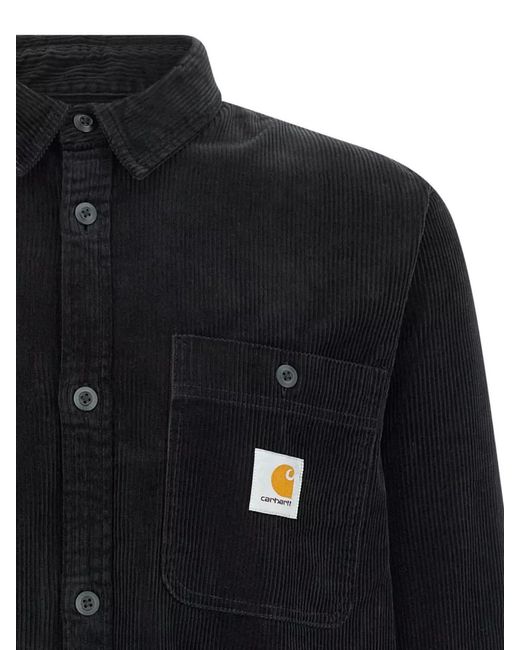 Carhartt Black Textured Corduroy Shirt Chest Pocket for men