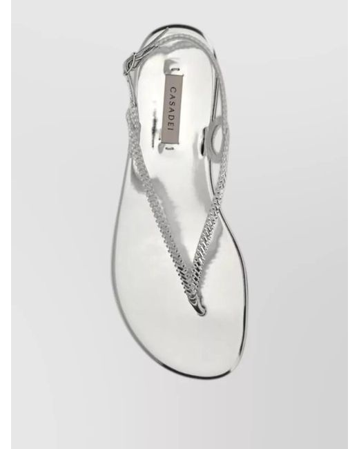 Casadei White Leather Flat Sandals