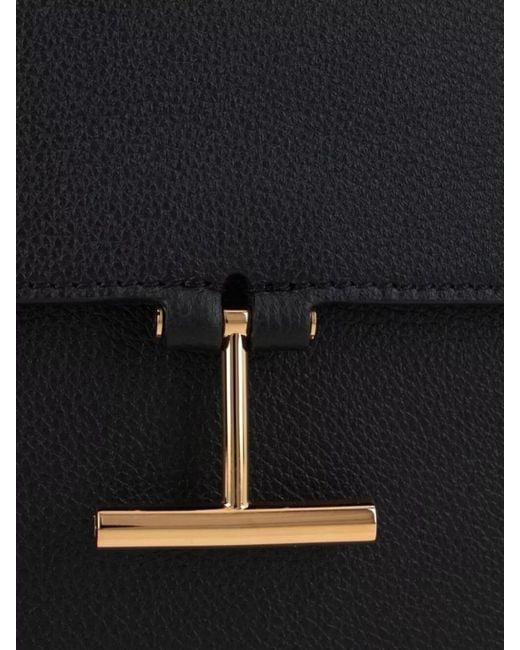 Tom Ford Black Shoulder Bag Adjustable Strap Textured Finish