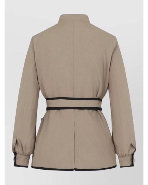 Valentino Natural Embroidered Logo Belted Jacket