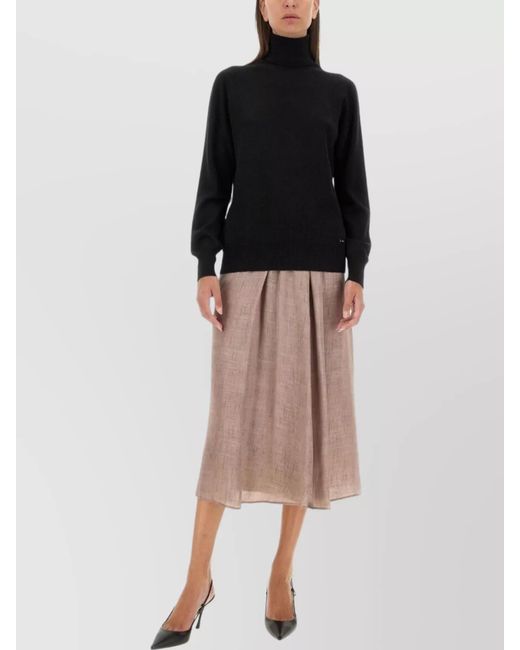 Kiton Pink Silk Pleated Midi Skirt