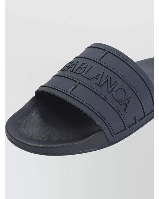 Casablanca Blue Logo Pool Slides Rubber Sole Design for men