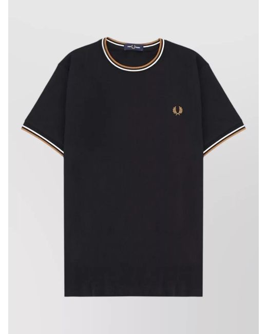 Fred Perry Black Logo Front T Shirt Contrast Trim for men