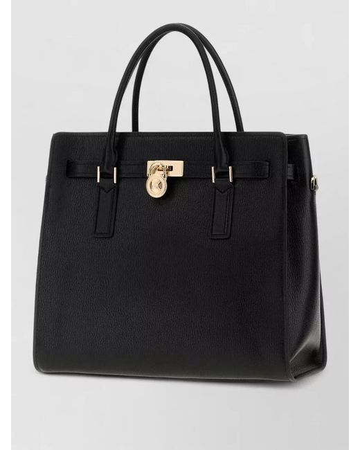 Michael Kors Black Hamilton Moderne Leather Tote Bag Top Handles
