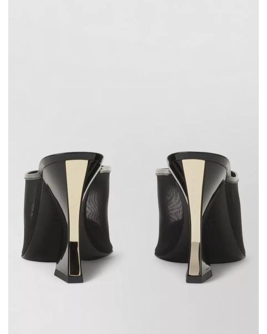 Lanvin Gray Mesh Mule Pumps Pointed Toe Geometric Heel