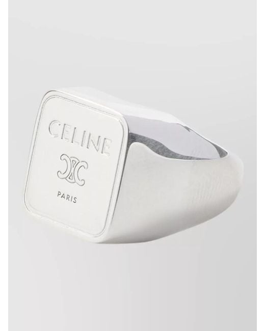 Céline White Square Signet Ring for men