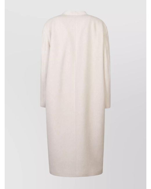 Isabel Marant Natural Long Wool Coat Flap Pockets