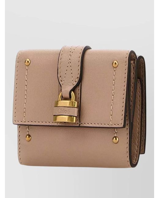 Chloé Natural Mini Paddington Leather Wallet Hardware