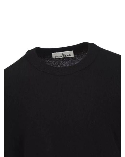 Stone Island Black Long Sleeve Crew Neck Knit Top for men
