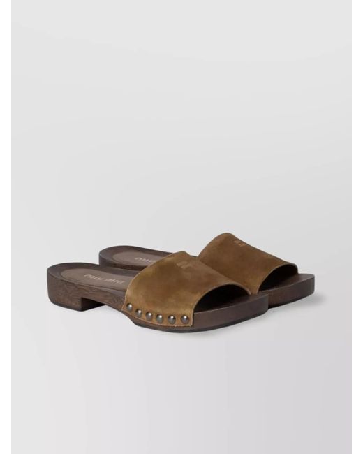 Miu Miu Multicolor Suede Leather Clogs