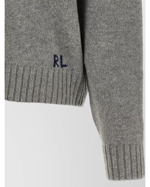 Polo Ralph Lauren Gray Bear Intarsia Knit Crew Neck Sweater