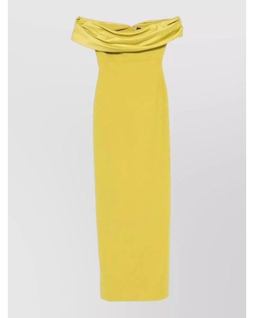 Solace London Yellow Adele Maxi Dress Off Shoulder Bow
