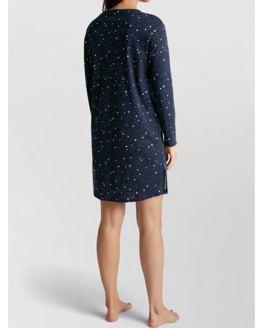 Calida Blue Long Sleeve Dress Star Print Pockets