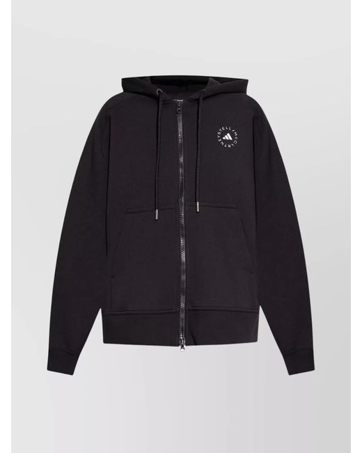 Adidas By Stella McCartney Blue Organic Cotton Logo Hoodie With Kangaroo Pocket