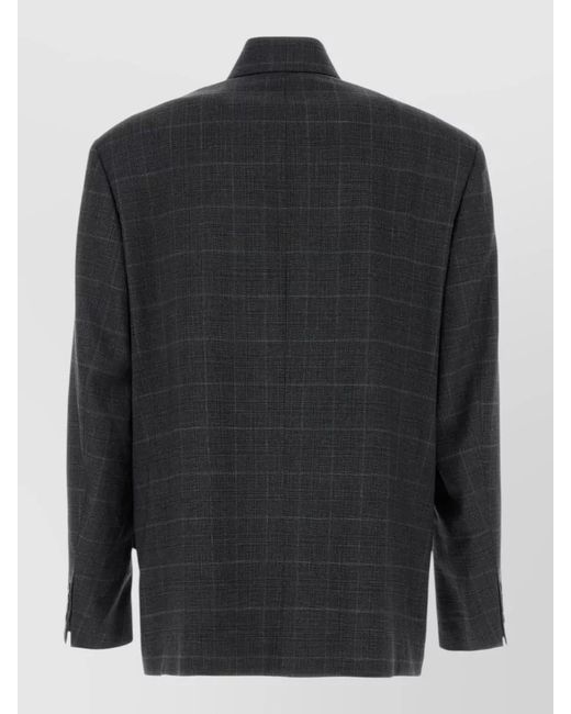 Balenciaga Black Wool Blazer Embroidered Check Long Sleeves Pockets for men