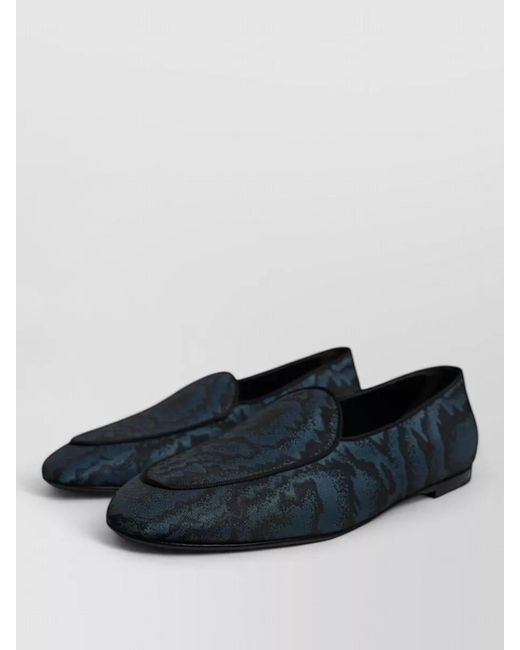 Dolce & Gabbana Blue Printed Fabric Loafers Dress Shoes for men