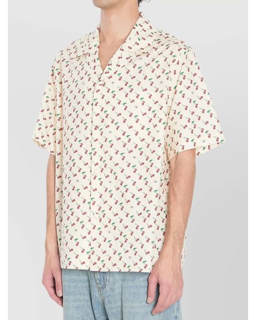 Valentino Garavani Blue Printed Short-Sleeve Bowling Shirt for men