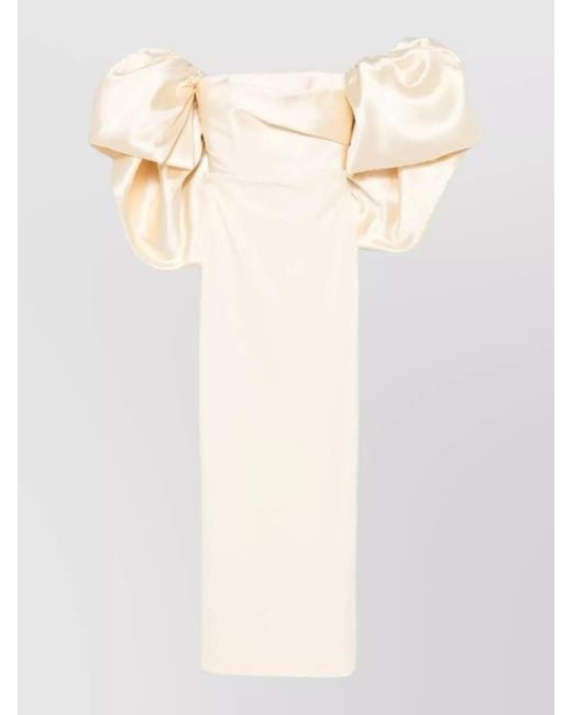 Solace London White Floris Maxi Dress Off Shoulder Satin